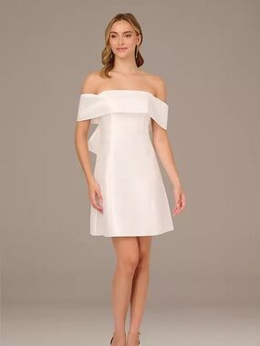 White Mikado Bow Short Dress by Adrianna Papell